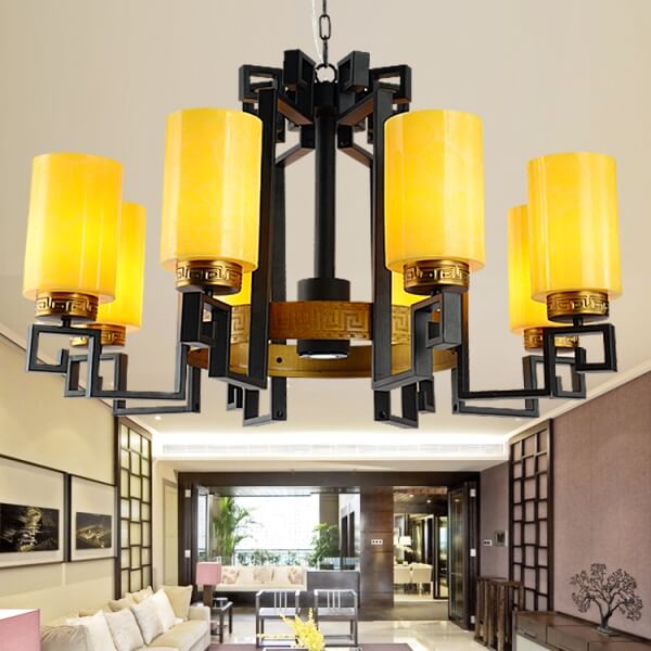 仿云石中式吊燈價格 手工烤漆中式玄關(guān)吊燈多少錢？