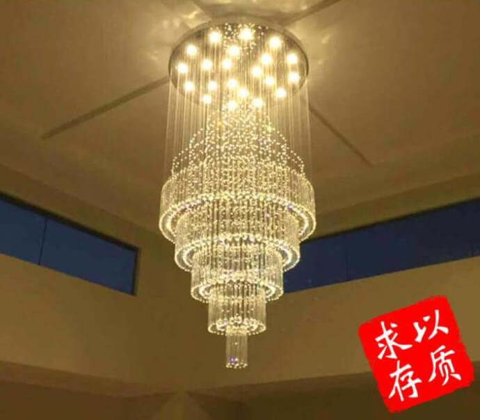 別墅樓梯超長(zhǎng)水晶吊線燈廠家定制