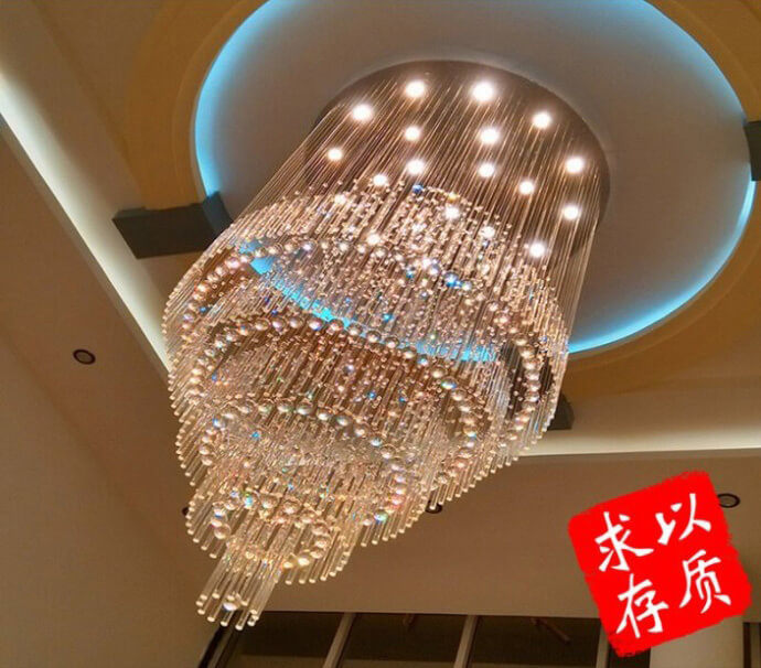別墅吊線水晶燈創(chuàng)意個(gè)性別墅燈飾定制